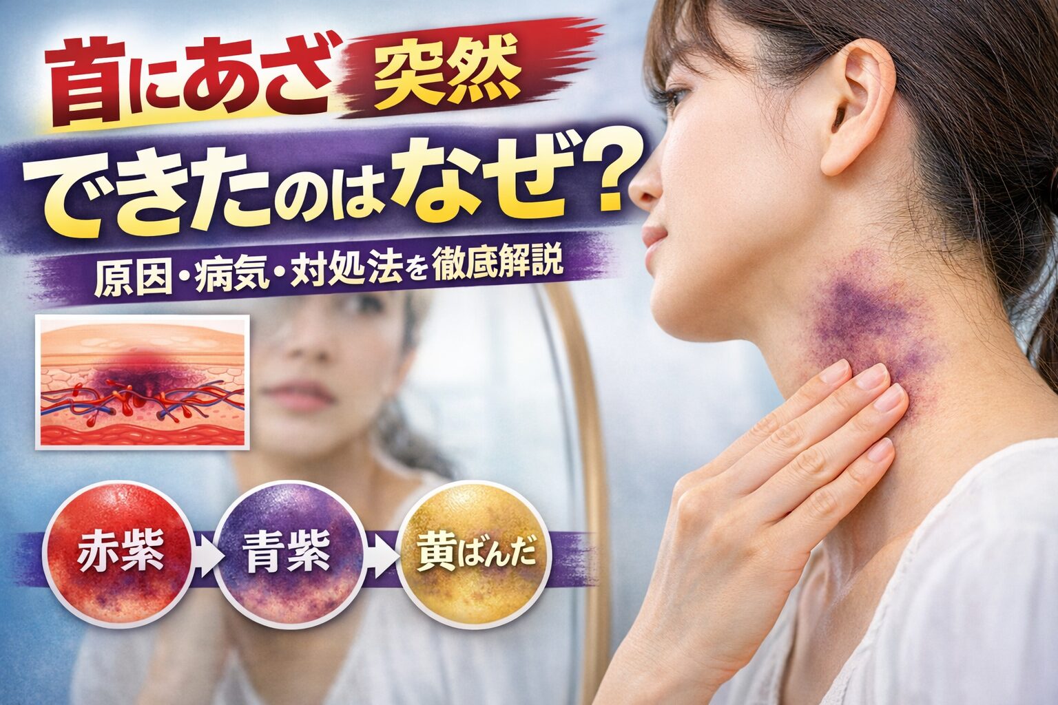 首にあざ 突然できたのはなぜ?考えられる原因・病気の可能性・対処法を解説 - 都筑こばやし整骨院 横浜市都筑区で信頼と実績がある整骨院なら ...